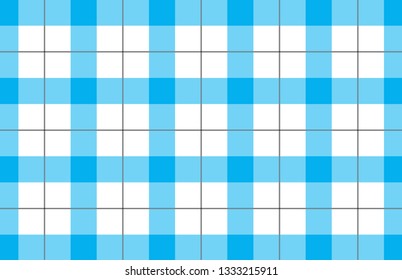 Sky blue and white tablecloth pattern.Texture for : plaid, tablecloths, clothes, shirts, dresses, paper, bedding, blankets, quilts and other textile products. Vector illustration. - Vector