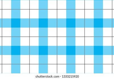 Sky blue and white tablecloth pattern.Texture for : plaid, tablecloths, clothes, shirts, dresses, paper, bedding, blankets, quilts and other textile products. Vector illustration. - Vector