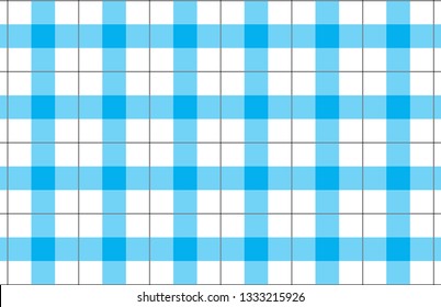 Sky blue and white tablecloth pattern.Texture for : plaid, tablecloths, clothes, shirts, dresses, paper, bedding, blankets, quilts and other textile products. Vector illustration. - Vector
