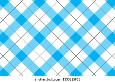 Sky blue and white tablecloth pattern.Texture for : plaid, tablecloths, clothes, shirts, dresses, paper, bedding, blankets, quilts and other textile products. Vector illustration. - Vector