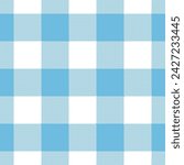 Sky blue and white tartan check plaid seamless pattern, pixel plaid, checkered plaid texture background for textile design, napkin, blanket, wrapping paper, cover, tablecloth, scarf. EPS 10 file.