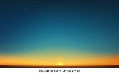 Sky Blue,Cloud Background,Horizon Spring Clear Sky in Morning by Sea beach,Vector beautiful landscape nature sunrise in Summer,Backdrop panoramic banner white clouds,blue ocean,Evening before Sunset