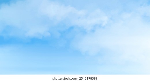 Cielo azul, Fondo de la nube, Horizonte Verano Cielo claro sobre la playa, Vector paisaje naturaleza amanecer en invierno, Primavera panorama Anuncio nubes blancas sobre océano azul, Puesta de sol paisaje eps 10