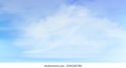 Cielo azul, Fondo de la nube, Horizonte Verano Cielo claro sobre la playa, Vector paisaje naturaleza amanecer en invierno, Primavera panorama Anuncio nubes blancas sobre océano azul, Puesta de sol paisaje eps 10