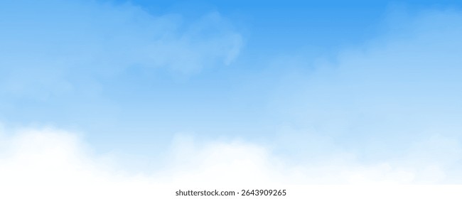 Sky Blue,Cloud Background,Horizon Summer Clear Sky over sea beach,Vector landscape nature sunrise in Winter,Spring panorama banner white clouds over blue ocean,Sunset landscape