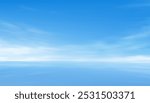 Sky Blue,Cloud Background,Summer clear sky over beach,Vector cartoon horizon beautiful white bright sunlight in Spring.Banner nature landscape cloudy before sunset in winter