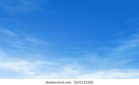 Cielo azul, fondo de la nube, cielo claro del verano sobre la playa, horizonte de la historieta del Vector luz del sol brillante blanca hermosa en primavera. Paisaje de la naturaleza del Anuncio nublado antes de la puesta del sol en invierno