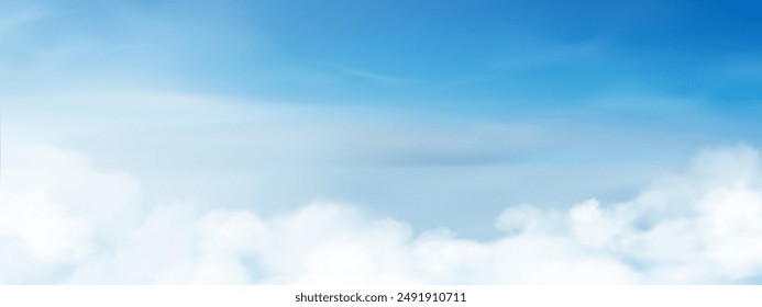 Sky Blue,Cloud Background,Vector Sunlight,White Cloudy Texture,Summer Nature Landscape for Summer Banner,Horizon Winter Sunrise with copy space