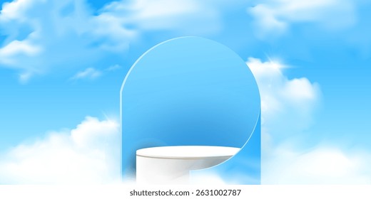 Sky Blue,Cloud poster, cards, banner, Background, Summer Clear Sky over beach, realistic nature sunrise in ,Spring panorama  white clouds over blue ocean,Sunset landscape, for cosmetic, ads, web cover