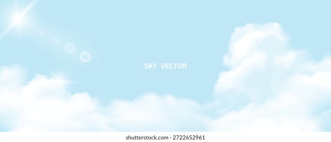 Cielo azul, cartel de la nube, tarjetas, Anuncio, fondo, cielo claro del verano sobre la playa, salida del sol realista de la naturaleza en, nubes blancas del panorama de la primavera sobre el océano azul, paisaje de la puesta del sol, para el cosmético, anuncios, cubierta del Web