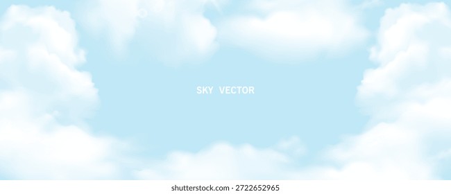 Sky Blue,Cloud poster, cards, banner, Background, Summer Clear Sky over beach, realistic nature sunrise in ,Spring panorama white clouds over blue ocean,Sunset landscape, for cosmetic, ads, web cover