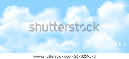 Sky Blue,Cloud poster, cards, banner, Background, Summer Clear Sky over beach, realistic nature sunrise in ,Spring panorama  white clouds over blue ocean,Sunset landscape, for cosmetic, ads, web cover