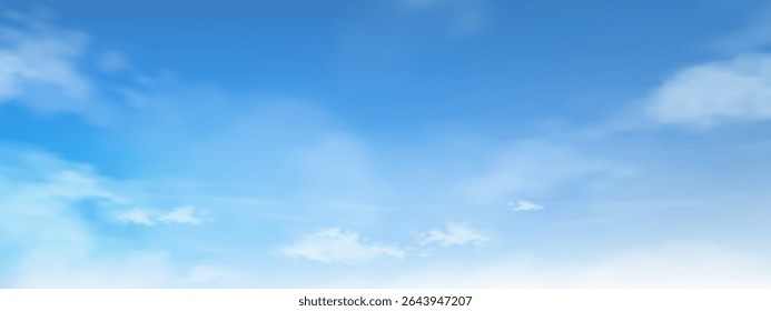 Sky Blue,Clouds Background,Horizon Sunrise Clear Sky over Sea Beach Summer,Nature landscape Sunny day before sunset in Winter,Vector cartoon spring panorama banner white cirrus cloud over ocean
