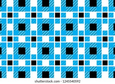 Sky blue,white and black tartan pattern.Vector illustration.EPS-10.