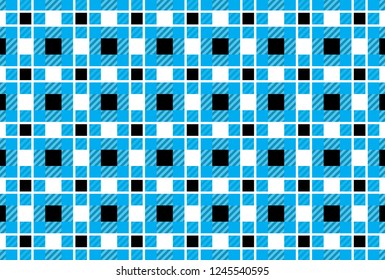 Sky blue,white and black tartan pattern.Vector illustration.EPS-10.