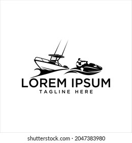 sky and boat rental vector logo