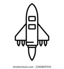 vector de contorno de icono de refuerzo del cielo. Espacio de cohetes. Iniciar envío