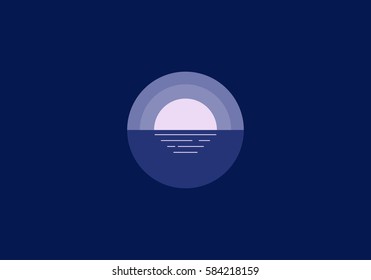 Sky and bright moon at night. Vector illustration