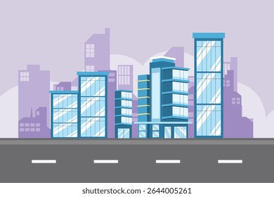 Sky Building Concept. Colored flat vector illustration isolated