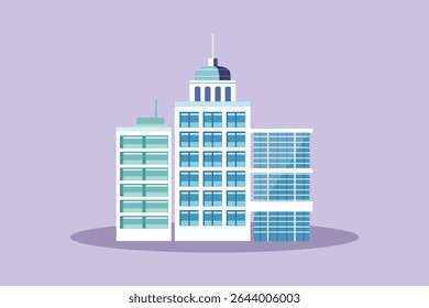 Sky Building Concept. Colored flat vector illustration isolated