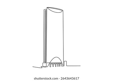Sky building concept. Single line draw design. Vector graphic illustration