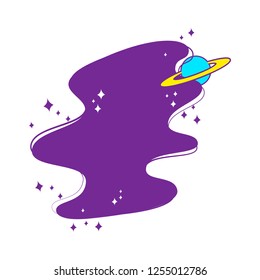 sky cartoon with saturn planet