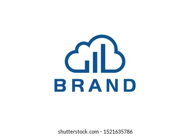 sky and chart bar concept, financial logo template, sky cloud icon vector