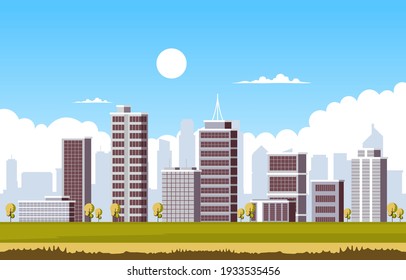 Sky City Building Construction Cityscape Skyline Business Illustration