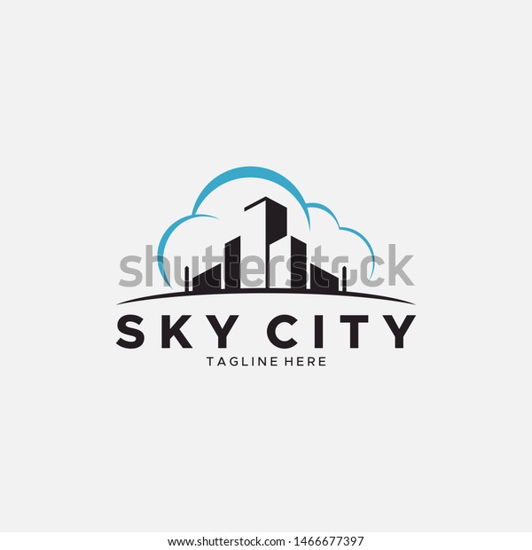 Sky City Logo Design Clean Stock Vector Royalty Free