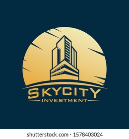 sky city logo. travel design template