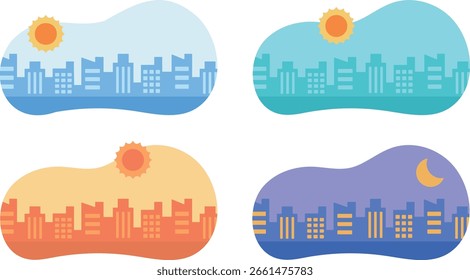 Céu e paisagem urbana por hora