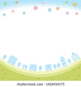 Sky and cityscape frame illustration.