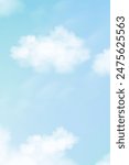 Sky Cloud Background In Blue With Soft Weather, Summer White Field Under Bright Cartoon Spring Backdrop, Wallpaper For Nature Abstract Scene With Sunlight, Seasonal Landscape, Day And Outdoor Design