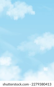 Sky Cloud Background In Blue With Soft Weather, Summer White Field Under Bright Cartoon Spring Backdrop, Wallpaper For Nature Abstract Scene With Sunlight, Seasonal Landscape, Day And Outdoor Design