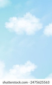Sky Cloud Background In Blue With Soft Weather, Summer White Field Under Bright Cartoon Spring Backdrop, Wallpaper For Nature Abstract Scene With Sunlight, Seasonal Landscape, Day And Outdoor Design
