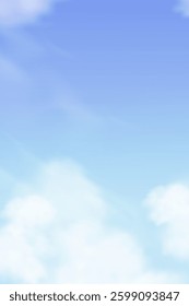 Sky Cloud Background In Blue With Soft Weather, Summer White Field Under Bright Cartoon Spring Backdrop, Wallpaper For Nature Abstract Scene With Sunlight, Seasonal Landscape, Day And Outdoor Design
