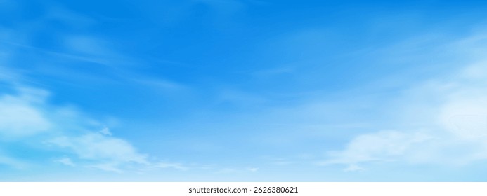 Sky Cloud Background In Blue With Soft Weather, Summer White Field Under Bright Cartoon Spring Backdrop, Wallpaper For Nature Abstract Scene With Sunlight, Seasonal Landscape, Day And Outdoor Design