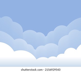 Sky Cloud Background illustration set. cloudscape, heaven, weather, wallpaper. Vector drawing. Hand drawn style.