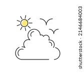 Sky and cloud icon. Pixel perfect. Vector outline cloudy weather silhouette. Simple line art summer modern graphic for web design, mobile app, logo concept.