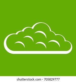 Sky cloud icon white isolated on green background. Vector illustration