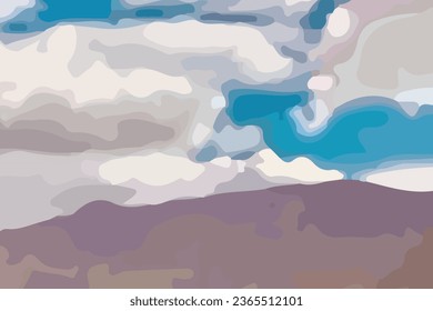 sky cloud mountain digital paint background vector 