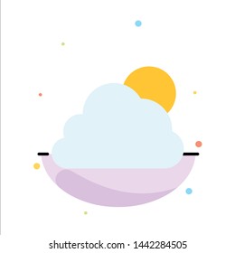 Sky, Cloud, Sun, Cloudy Abstract Flat Color Icon Template