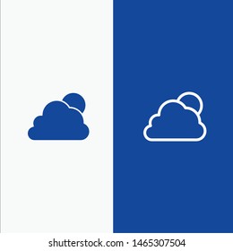 Sky, Cloud, Sun, Cloudy Line and Glyph Solid icon Blue banner Line and Glyph Solid icon Blue banner. Vector Icon Template background
