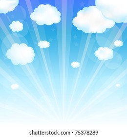 Sky And Cloud, Vector Illustration