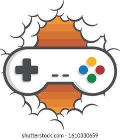 sky cloud video game console joystick controller vector art illustration