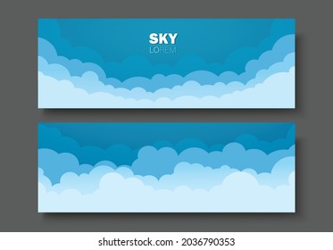 Sky and Clouds background banner set. vector illustration