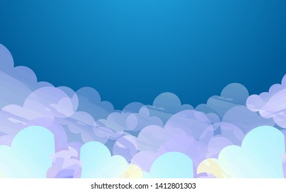Sky and Clouds Background. can use for, poster, flyers, postcards, web banners. Cartoon style. Isolated Object. Vector illustration.