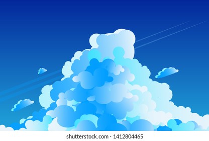 Sky and Clouds Background. can use for, poster, flyers, postcards, web banners. Cartoon style. Isolated Object. Vector illustration.