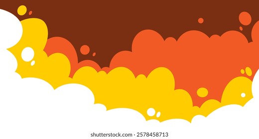 Sky and clouds background. Cartoon sky with clouds illustration in flat style. Nature abstract wallpaper. Vector illustration.