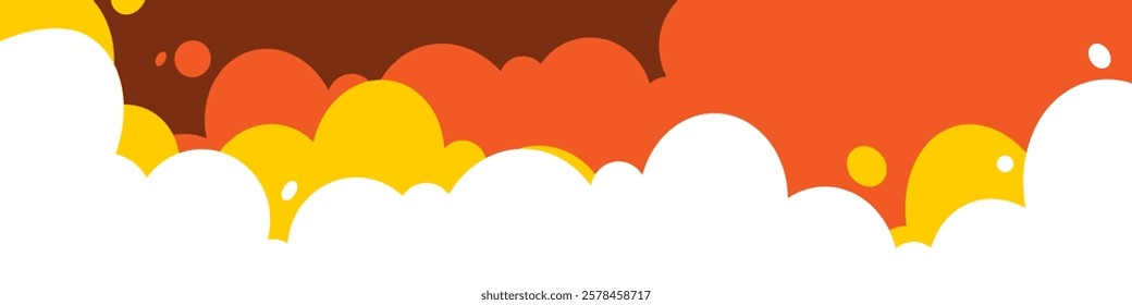 Sky and clouds background. Cartoon sky with clouds illustration in flat style. Nature abstract wallpaper. Vector illustration.